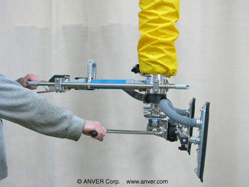 Vacuum Tube Lifting System with Dual Pad Attachment and Special Tilt Adapter